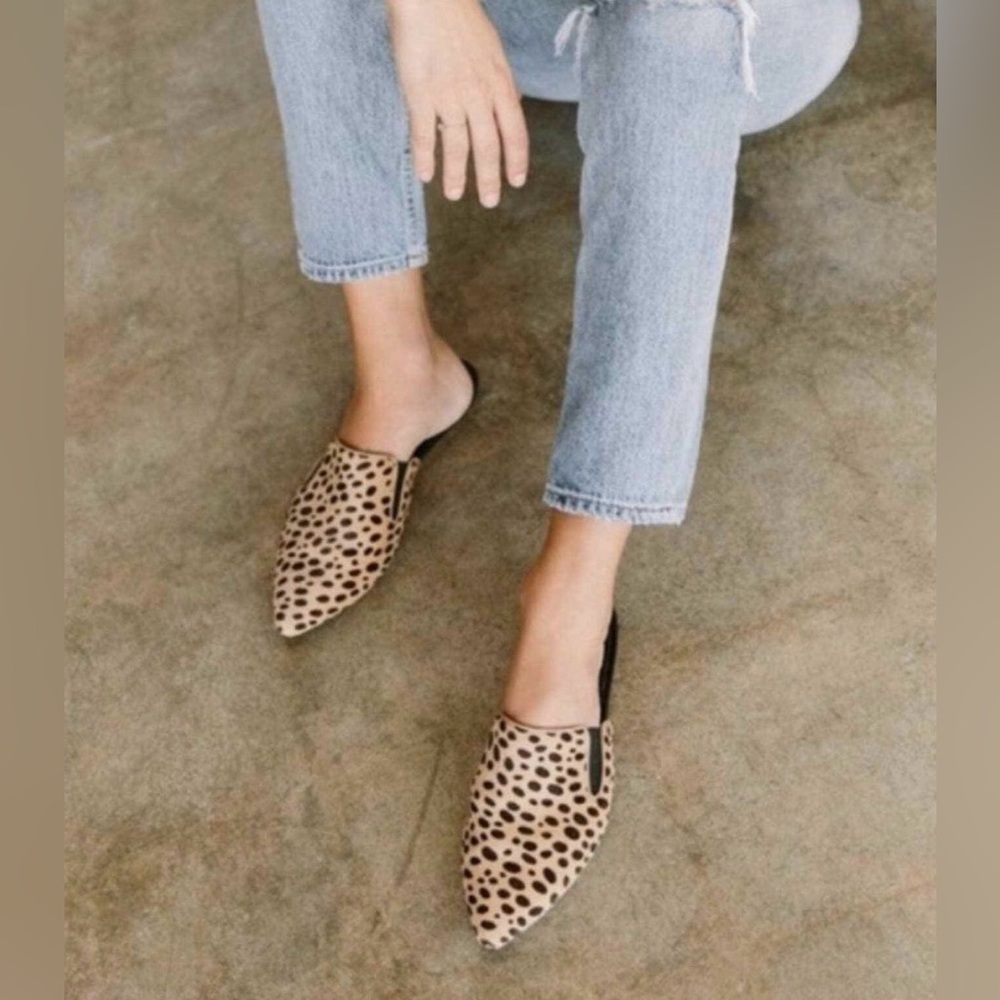 Jenni Kayne Leopard Print Pointed-Toe Slip-On Mules NWT